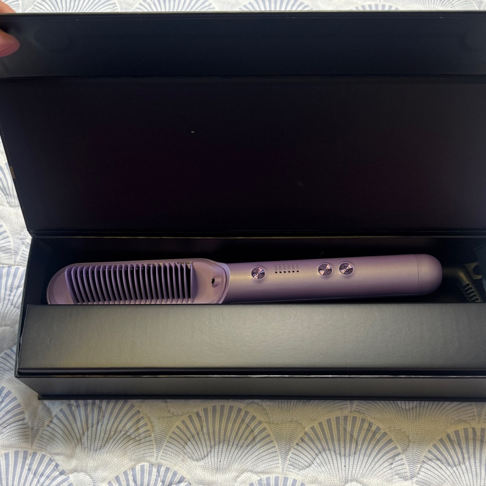 Wavytalk Hair Straightener Brush Purple Heated Smoothing Brush